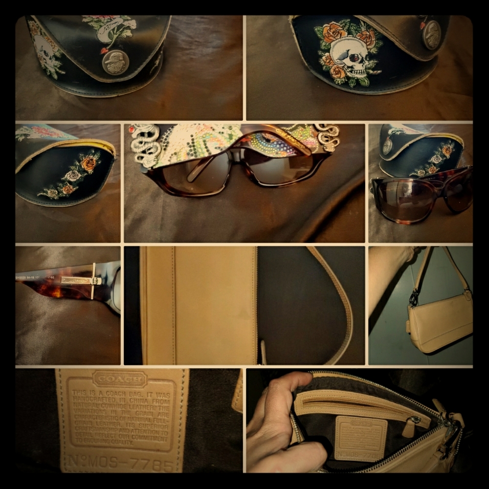 Vintage Coach Purse and Ed Hardy Sunglasses